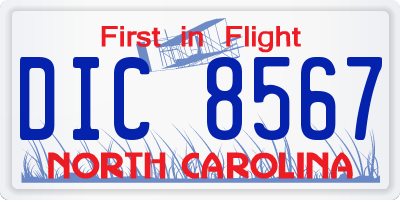 NC license plate DIC8567