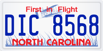 NC license plate DIC8568