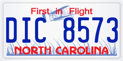 NC license plate DIC8573