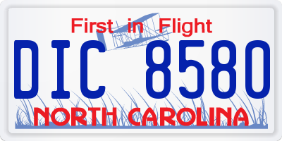NC license plate DIC8580