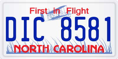NC license plate DIC8581