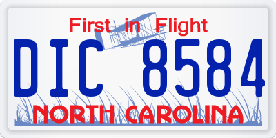 NC license plate DIC8584