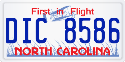 NC license plate DIC8586