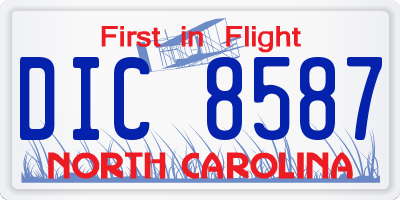 NC license plate DIC8587