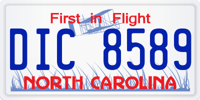 NC license plate DIC8589