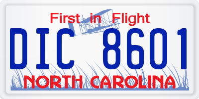 NC license plate DIC8601