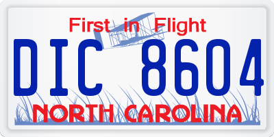 NC license plate DIC8604