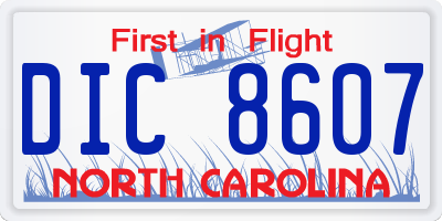 NC license plate DIC8607