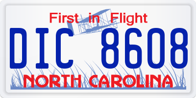 NC license plate DIC8608