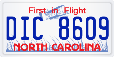 NC license plate DIC8609