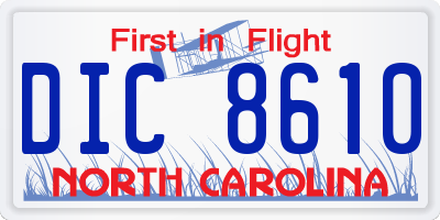 NC license plate DIC8610