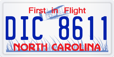 NC license plate DIC8611