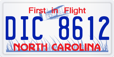 NC license plate DIC8612