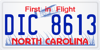 NC license plate DIC8613