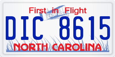 NC license plate DIC8615