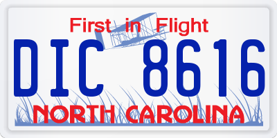 NC license plate DIC8616