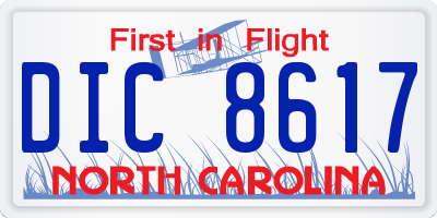 NC license plate DIC8617