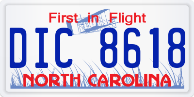 NC license plate DIC8618