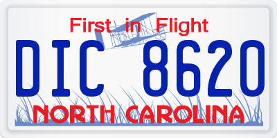 NC license plate DIC8620