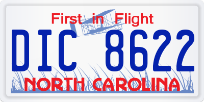 NC license plate DIC8622
