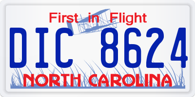 NC license plate DIC8624
