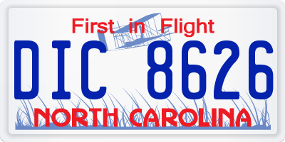 NC license plate DIC8626