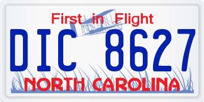 NC license plate DIC8627