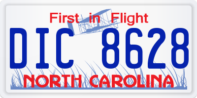 NC license plate DIC8628