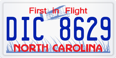 NC license plate DIC8629