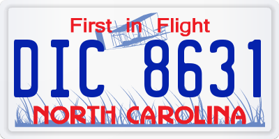 NC license plate DIC8631