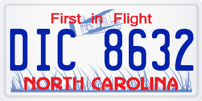 NC license plate DIC8632
