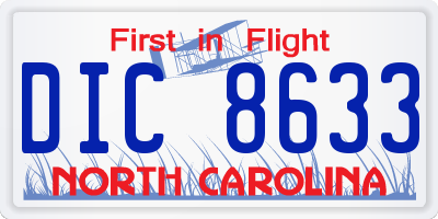 NC license plate DIC8633