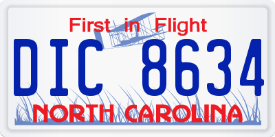 NC license plate DIC8634