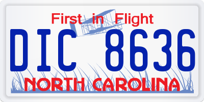 NC license plate DIC8636