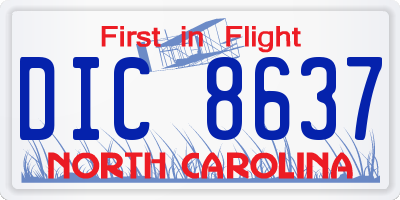 NC license plate DIC8637