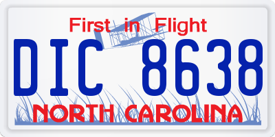NC license plate DIC8638