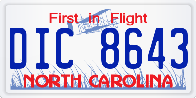 NC license plate DIC8643