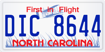 NC license plate DIC8644