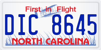 NC license plate DIC8645