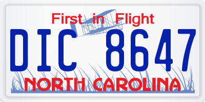 NC license plate DIC8647