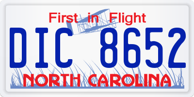 NC license plate DIC8652