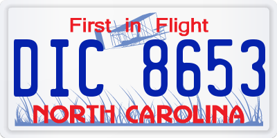 NC license plate DIC8653