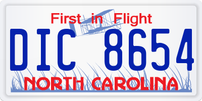 NC license plate DIC8654