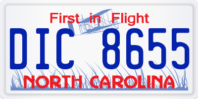 NC license plate DIC8655