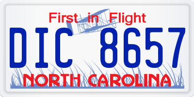 NC license plate DIC8657