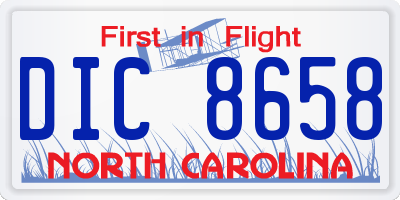 NC license plate DIC8658