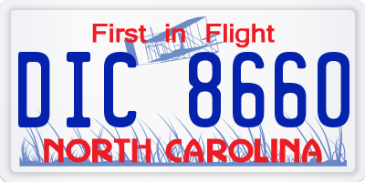 NC license plate DIC8660
