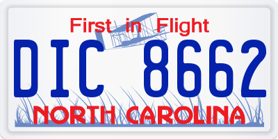 NC license plate DIC8662