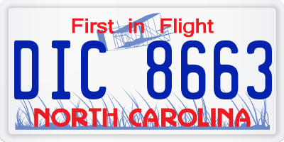 NC license plate DIC8663
