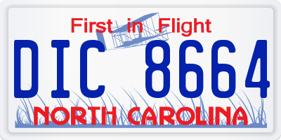 NC license plate DIC8664